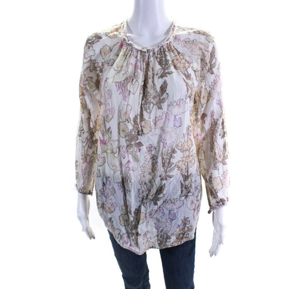 Designer Womens Woven Floral Long Sleeve Y Neck Top Blouse Ivor5y Pink Medium